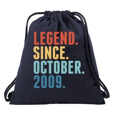 Vintage Legend Since October 2009 Birthday Drawstring Bag