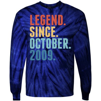 Vintage Legend Since October 2009 Birthday Tie-Dye Long Sleeve Shirt