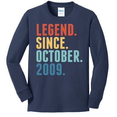 Vintage Legend Since October 2009 Birthday Kids Long Sleeve Shirt