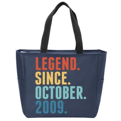 Vintage Legend Since October 2009 Birthday Zip Tote Bag