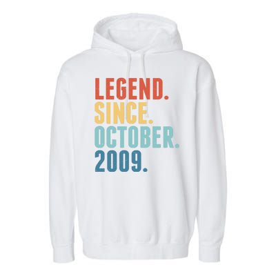 Vintage Legend Since October 2009 Birthday Garment-Dyed Fleece Hoodie