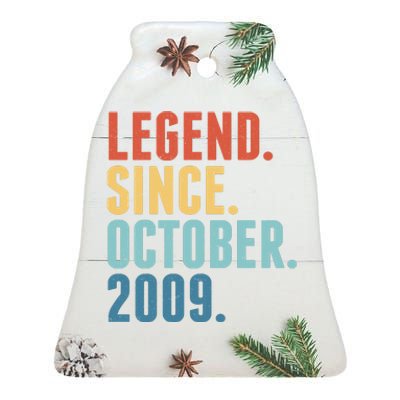 Vintage Legend Since October 2009 Birthday Ceramic Bell Ornament