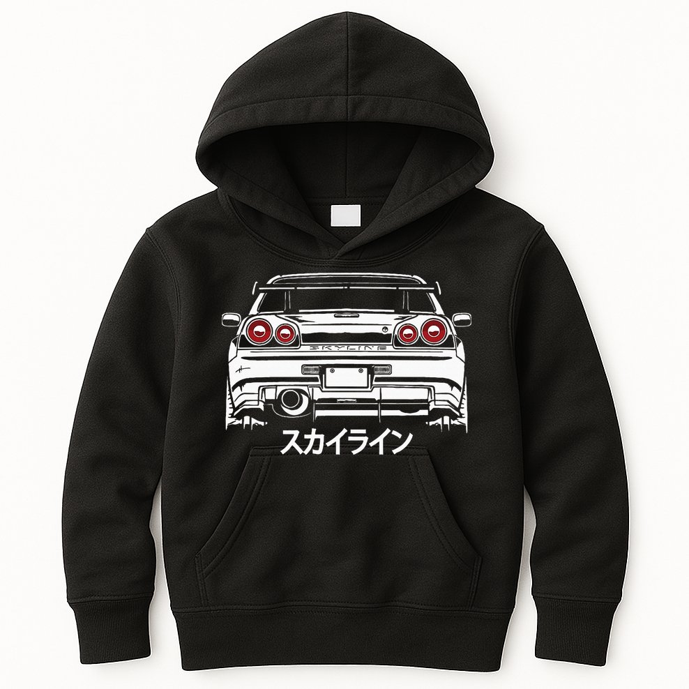 Vintage Legendary Skyline Jdm Gt R 34 Kids Hoodie