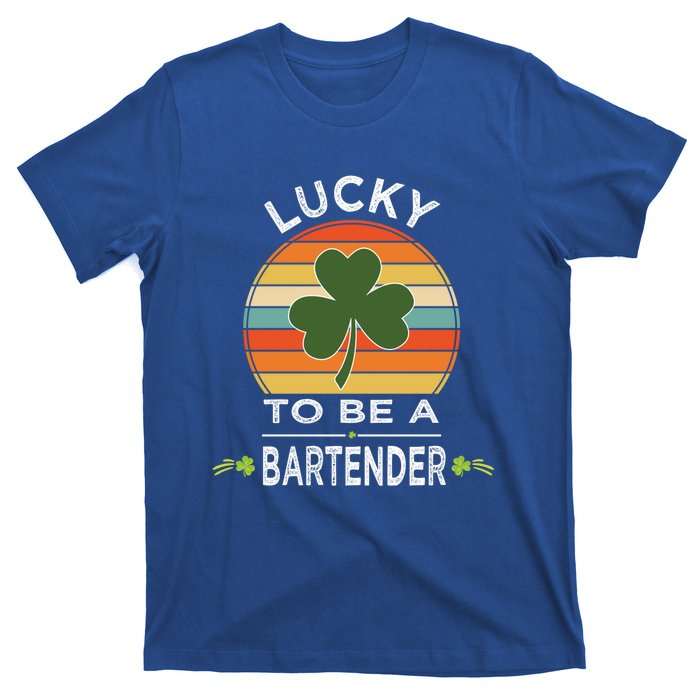 Vintage Lucky To Be A Bartender St Patrick Day Gift Shamrock Great Gift T-Shirt