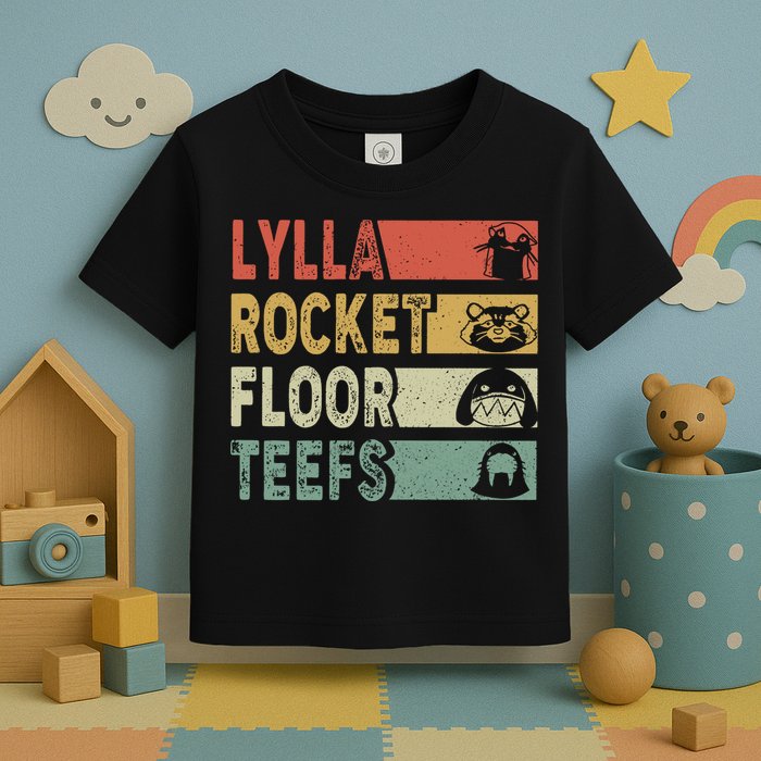 Vintage Lylla Teefs Floor Rocket Guardian Funny Matching Team Toddler T-Shirt
