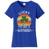 Vintage Lucky To Be A Bartender St Patrick Day Gift Shamrock Great Gift Women's T-Shirt