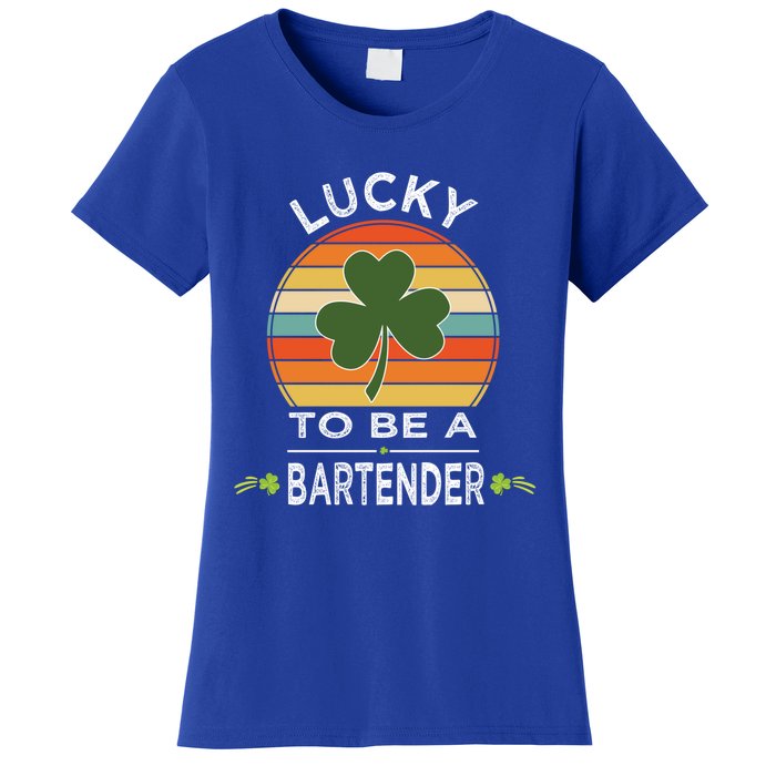 Vintage Lucky To Be A Bartender St Patrick Day Gift Shamrock Great Gift Women's T-Shirt