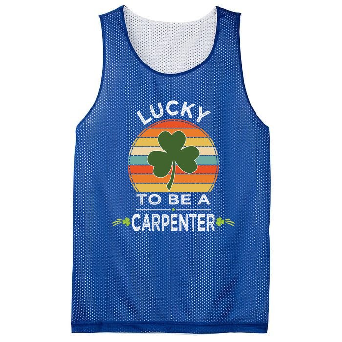 Vintage Lucky To Be A Carpenter St Patrick Day Gift Shamrock Gift Mesh Reversible Basketball Jersey Tank