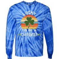 Vintage Lucky To Be A Carpenter St Patrick Day Gift Shamrock Gift Tie-Dye Long Sleeve Shirt