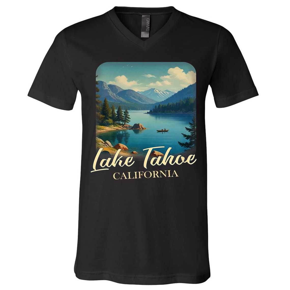 Vintage Lake Tahoe California Mountain Retro V-Neck T-Shirt
