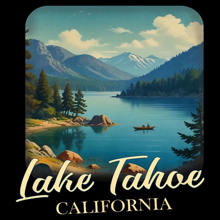 Vintage Lake Tahoe California Mountain Retro Button