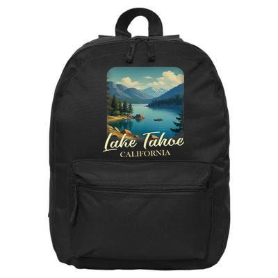 Vintage Lake Tahoe California Mountain Retro 16 in Basic Backpack