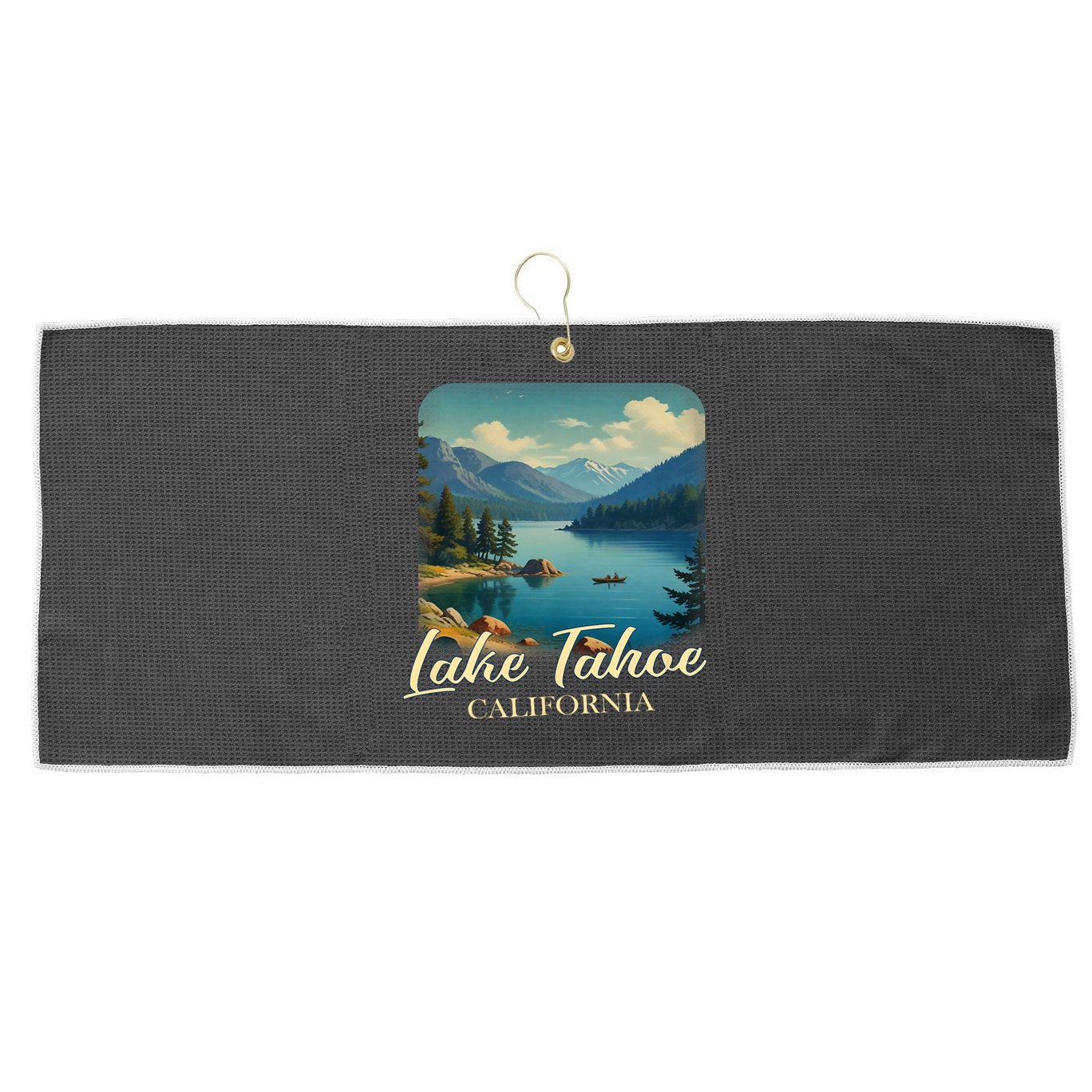Vintage Lake Tahoe California Mountain Retro Large Microfiber Waffle Golf Towel