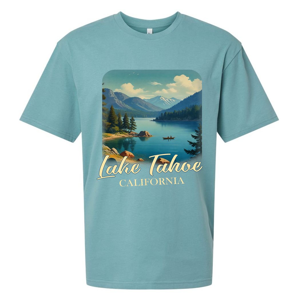 Vintage Lake Tahoe California Mountain Retro Sueded Cloud Jersey T-Shirt