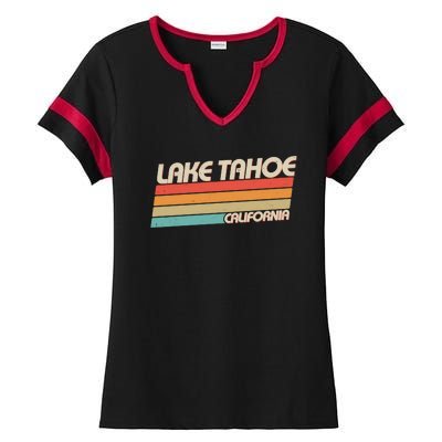 Vintage Lake Tahoe California Logo Ladies Halftime Notch Neck Tee