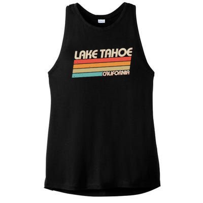 Vintage Lake Tahoe California Logo Ladies PosiCharge Tri-Blend Wicking Tank