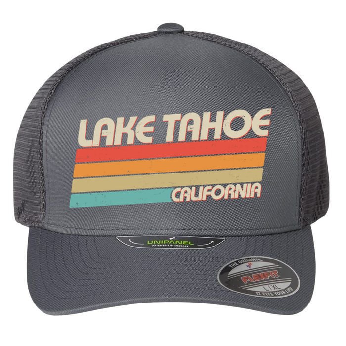 Vintage Lake Tahoe California Logo Flexfit Unipanel Trucker Cap