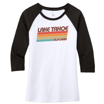 Vintage Lake Tahoe California Logo Women's Tri-Blend 3/4-Sleeve Raglan Shirt