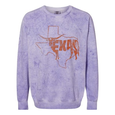 Vintage Longhorn Texas Trendy Austin Pride Retro Design Colorblast Crewneck Sweatshirt