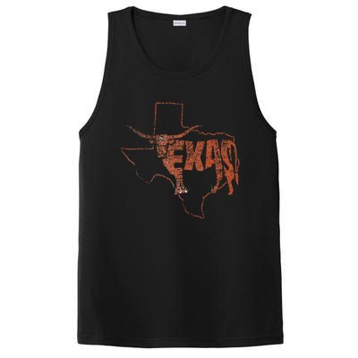 Vintage Longhorn Texas Trendy Austin Pride Retro Design PosiCharge Competitor Tank