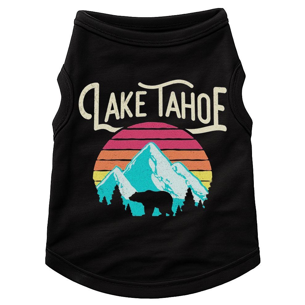 Vintage Lake Tahoe Mountain Bear California Retro Gift Doggie Tank