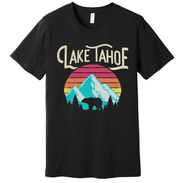 Vintage Lake Tahoe Mountain Bear California Retro Gift Premium T-Shirt