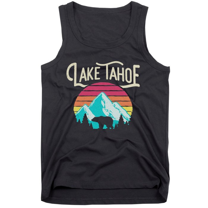 Vintage Lake Tahoe Mountain Bear California Retro Gift Tank Top