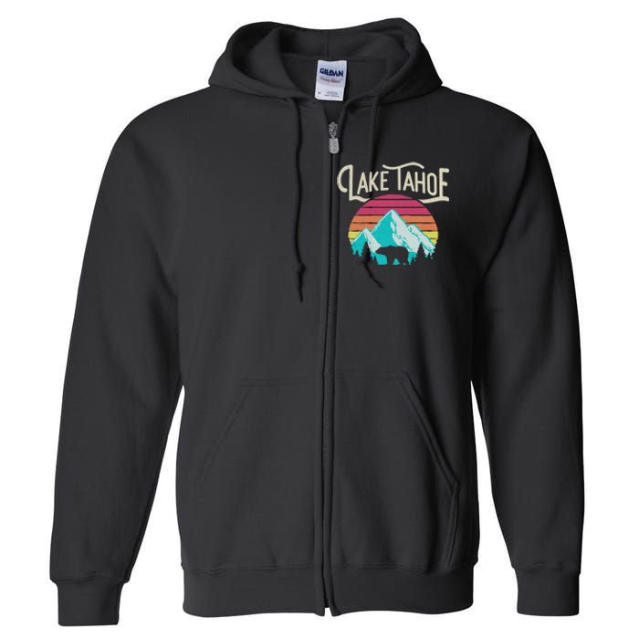 Vintage Lake Tahoe Mountain Bear California Retro Gift Full Zip Hoodie