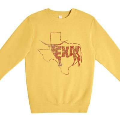 Vintage Longhorn Texas Trendy Austin Pride Retro Design Premium Crewneck Sweatshirt