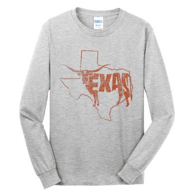 Vintage Longhorn Texas Trendy Austin Pride Retro Design Tall Long Sleeve T-Shirt