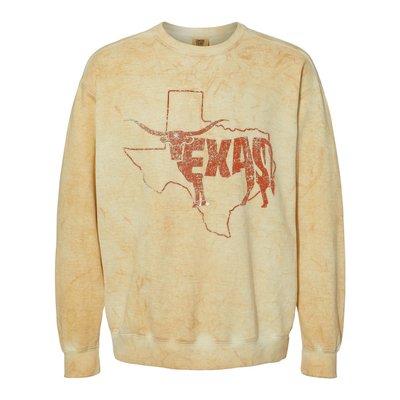 Vintage Longhorn Texas Trendy Austin Pride Retro Design Colorblast Crewneck Sweatshirt