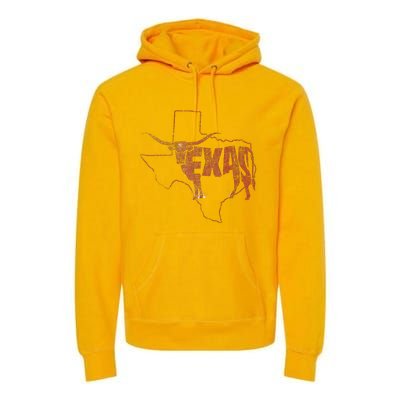 Vintage Longhorn Texas Trendy Austin Pride Retro Design Premium Hoodie