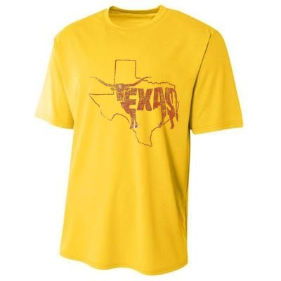 Vintage Longhorn Texas Trendy Austin Pride Retro Design Performance Sprint T-Shirt