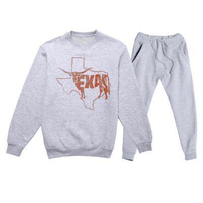 Vintage Longhorn Texas Trendy Austin Pride Retro Design Premium Crewneck Sweatsuit Set