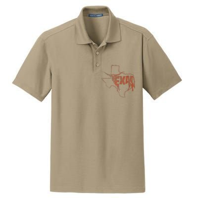 Vintage Longhorn Texas Trendy Austin Pride Retro Design Dry Zone Grid Polo