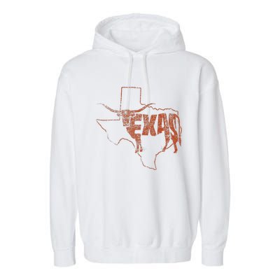 Vintage Longhorn Texas Trendy Austin Pride Retro Design Garment-Dyed Fleece Hoodie