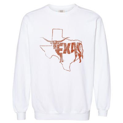 Vintage Longhorn Texas Trendy Austin Pride Retro Design Garment-Dyed Sweatshirt