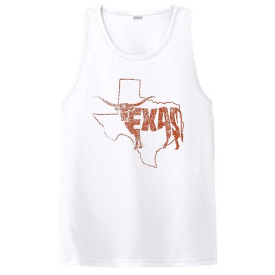 Vintage Longhorn Texas Trendy Austin Pride Retro Design PosiCharge Competitor Tank