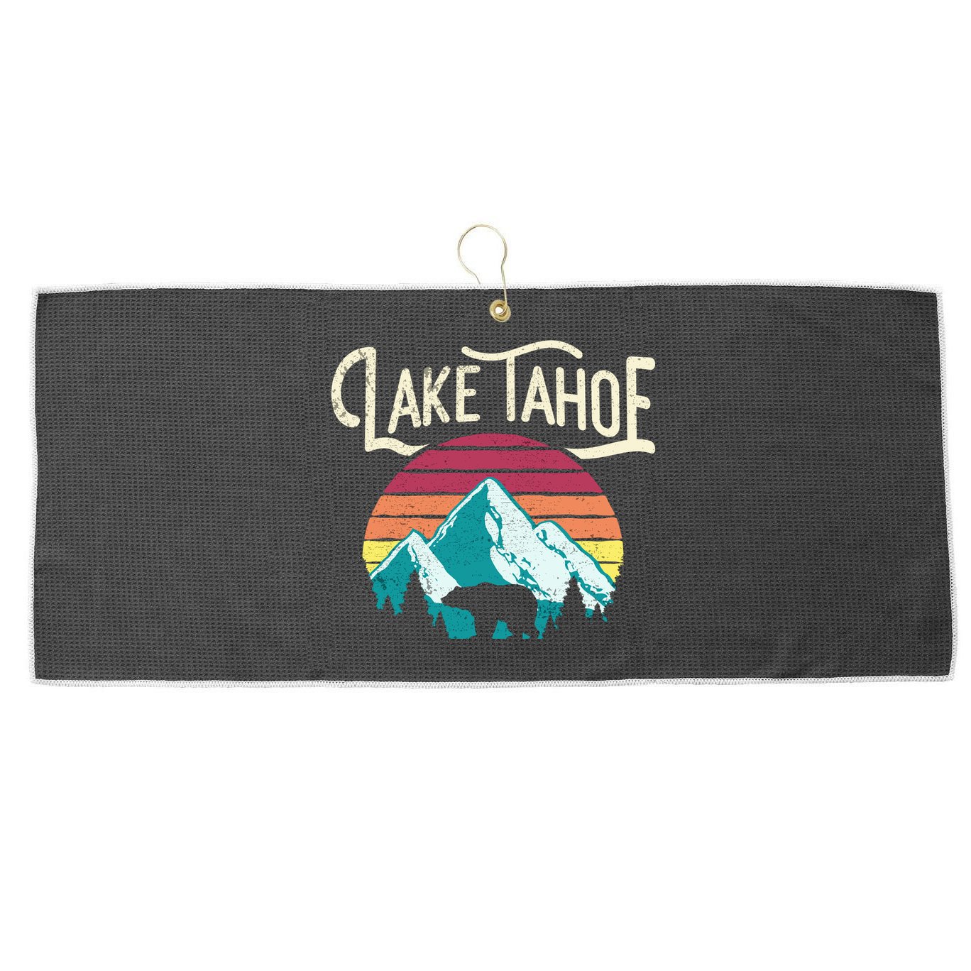 Vintage Lake Tahoe Mountain Bear California Retro Gift Large Microfiber Waffle Golf Towel