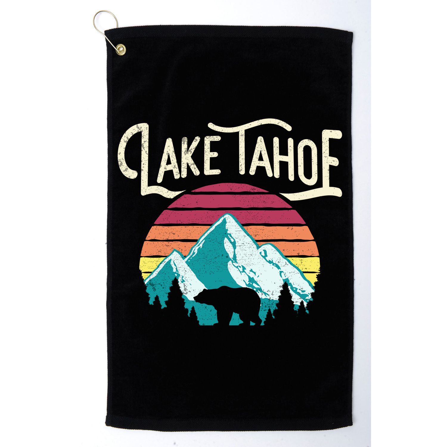 Vintage Lake Tahoe Mountain Bear California Retro Gift Golf Towel