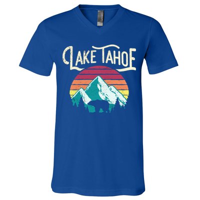 Vintage Lake Tahoe Mountain Bear California Retro Gift V-Neck T-Shirt