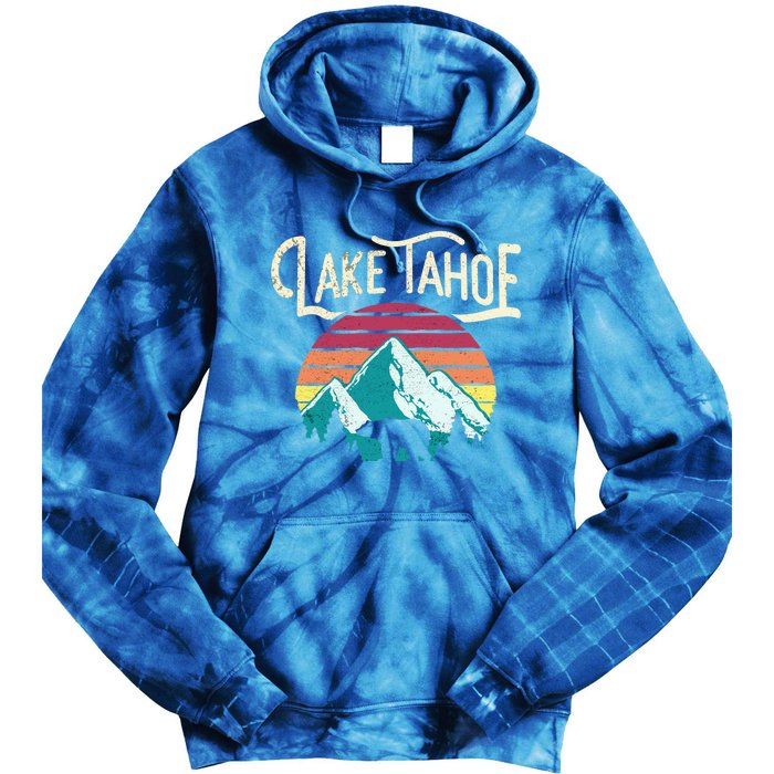 Vintage Lake Tahoe Mountain Bear California Retro Gift Tie Dye Hoodie