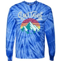 Vintage Lake Tahoe Mountain Bear California Retro Gift Tie-Dye Long Sleeve Shirt