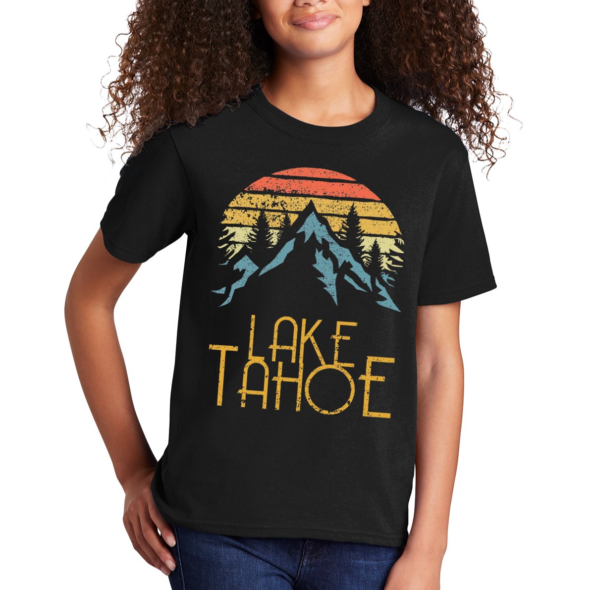 Vintage Lake Tahoe California Nevada Retro Kids T-Shirt