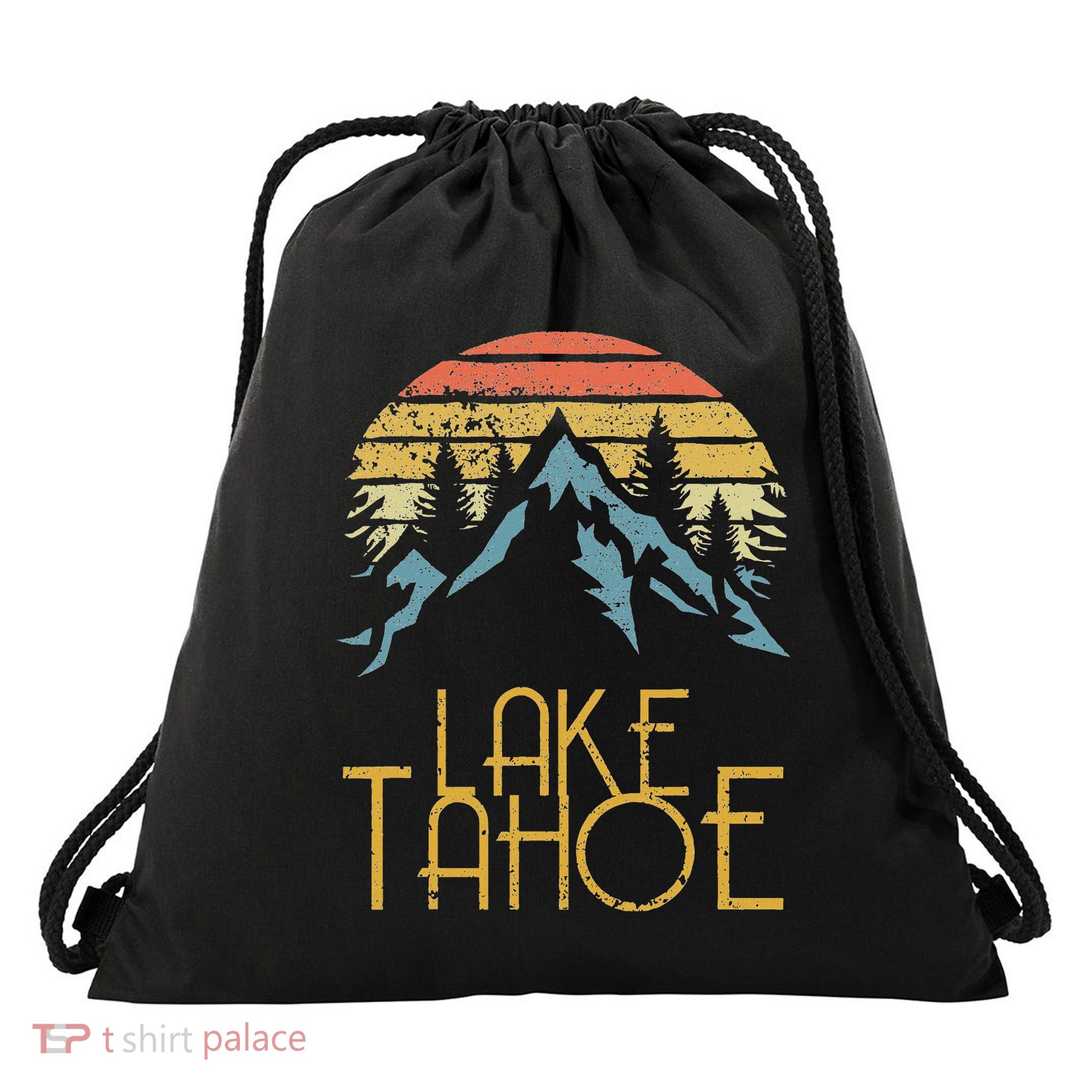 Vintage Lake Tahoe California Nevada Retro Drawstring Bag
