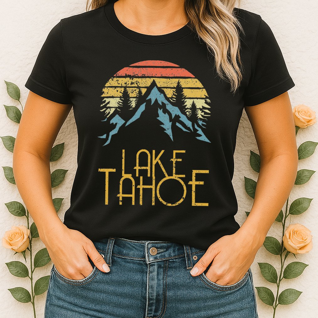 Vintage Lake Tahoe California Nevada Retro Womens T-Shirt