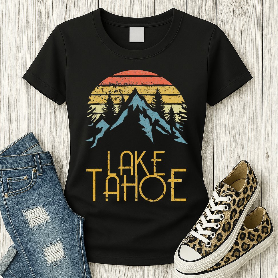 Vintage Lake Tahoe California Nevada Retro Womens T-Shirt