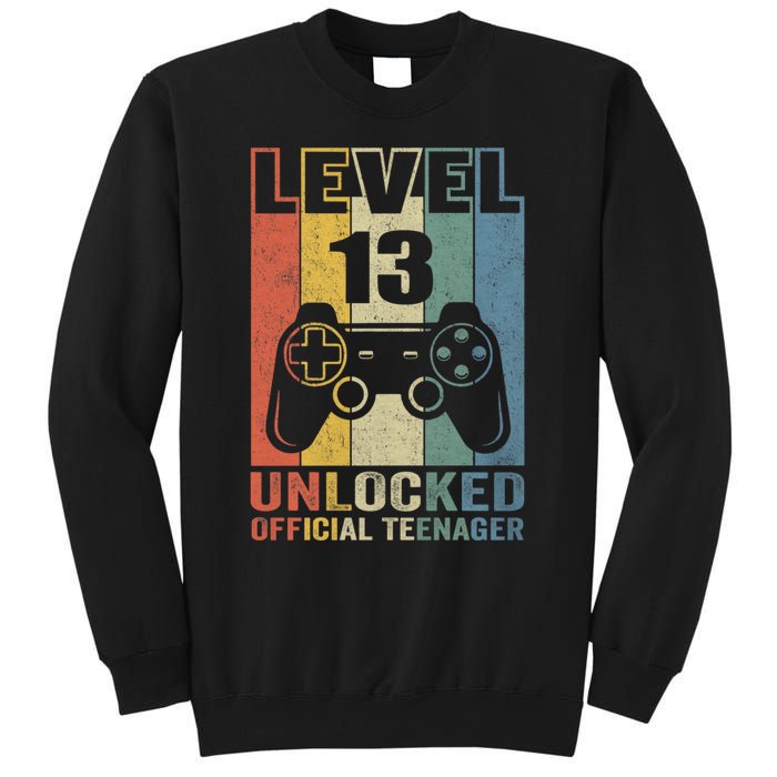 Vintage Level Teenager 13 Unlocked Birthday Gifts 13 Yr Old Sweatshirt