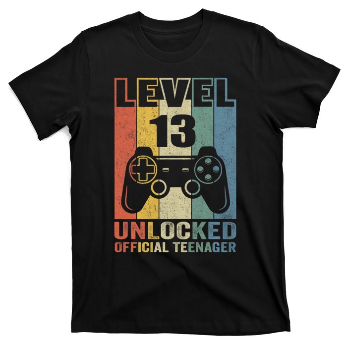 Vintage Level Teenager 13 Unlocked Birthday Gifts 13 Yr Old T-Shirt