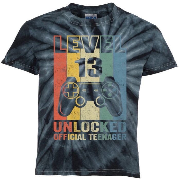 Vintage Level Teenager 13 Unlocked Birthday Gifts 13 Yr Old Kids Tie-Dye T-Shirt